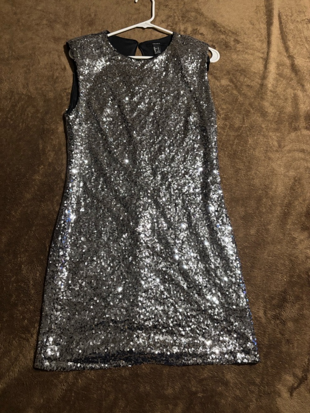 Forever 21 Silver Sequin Mini Dress Women’s Size L